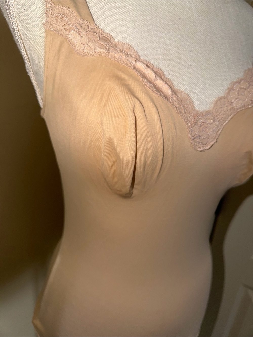 Sweet Nothings Womens 2XL Beige Lace Trim Camisole Tank Top Slip - Picture 2 of 9